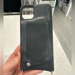 Bandolier iPhone 11 Pro Max black leather case with card holder